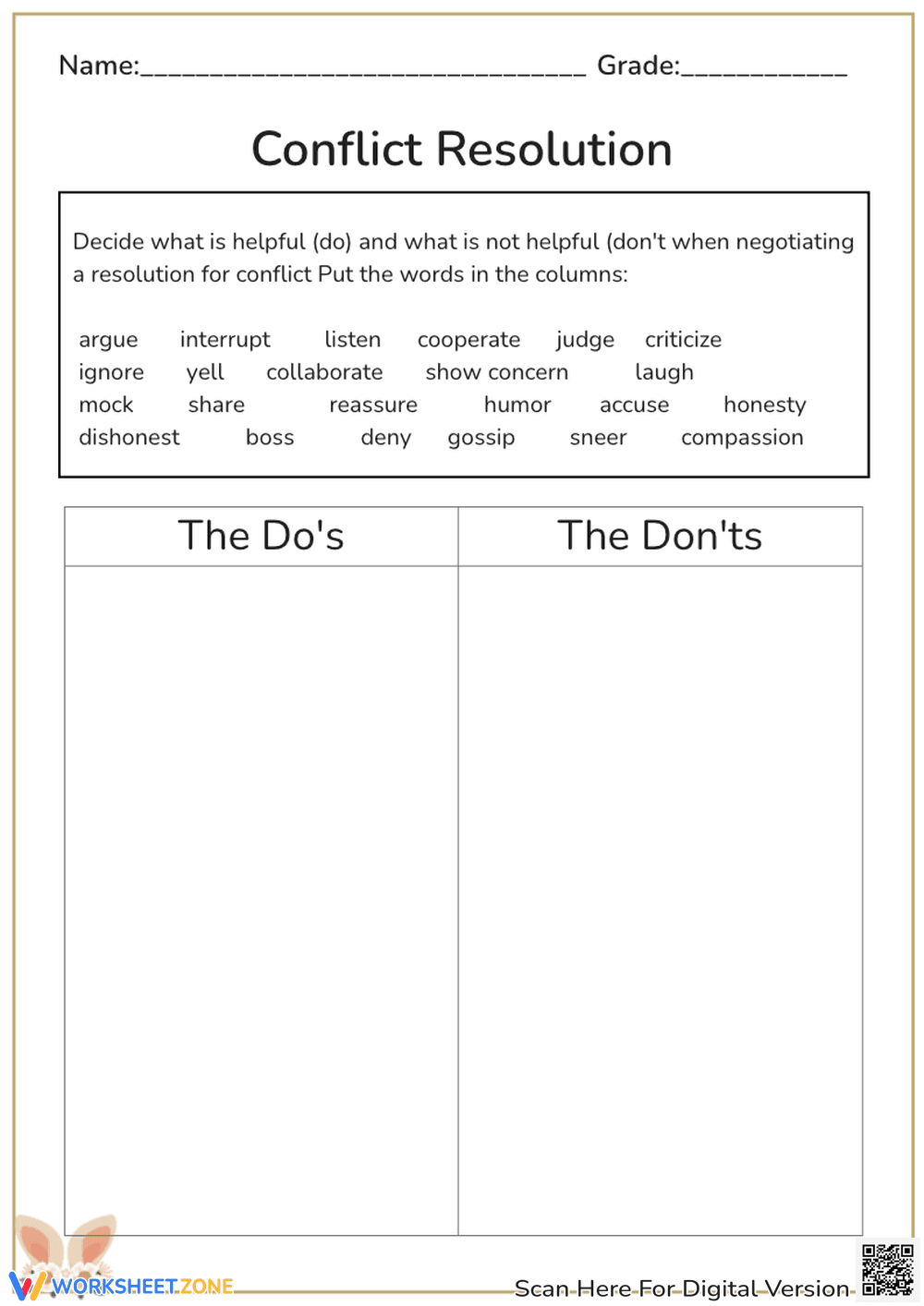 Learn Conflict Resolution Skills with This Worksheet - Page 1