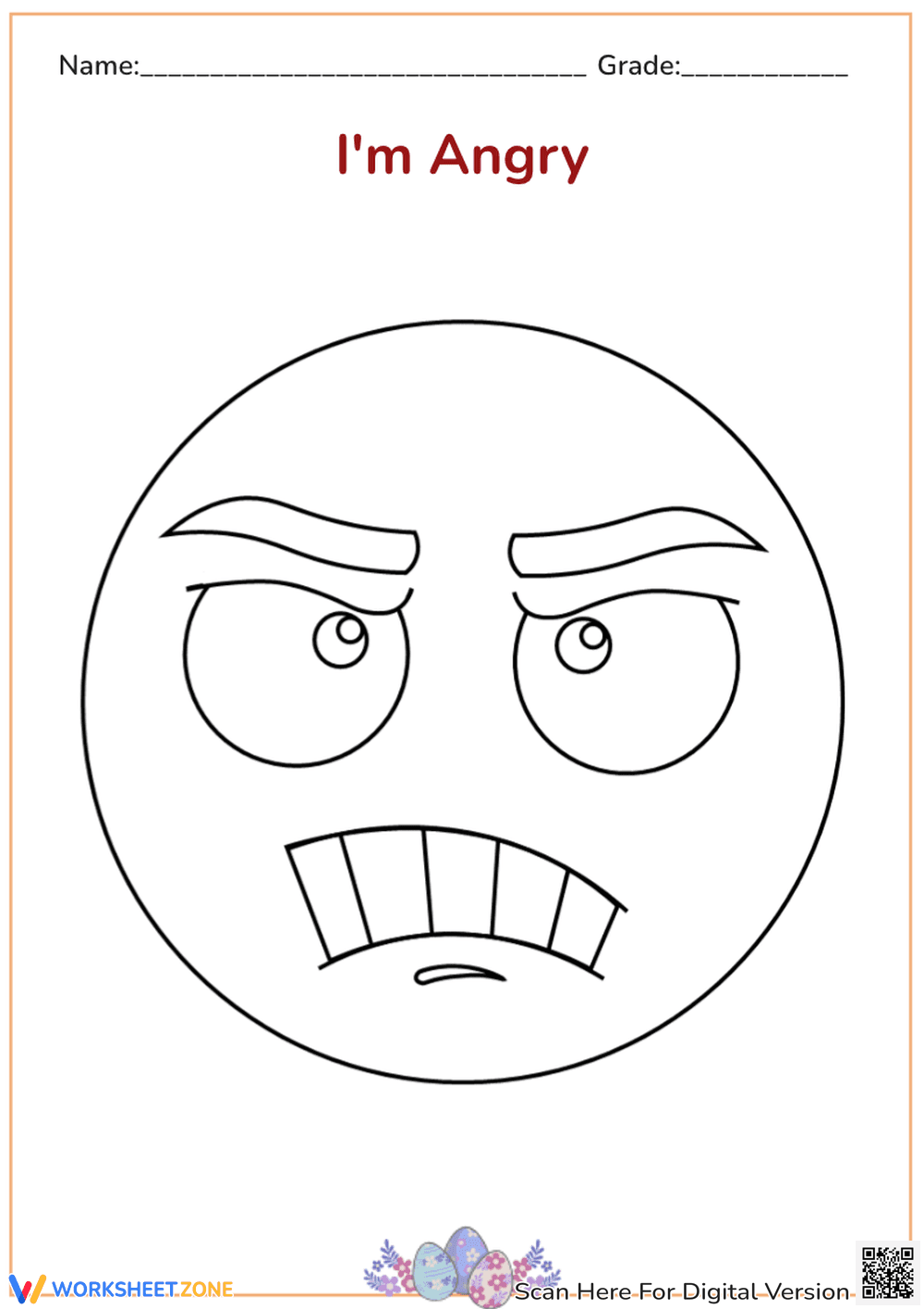 I'm Angry' Emotion Coloring Page - Preschool Feelings Activity - Page 1