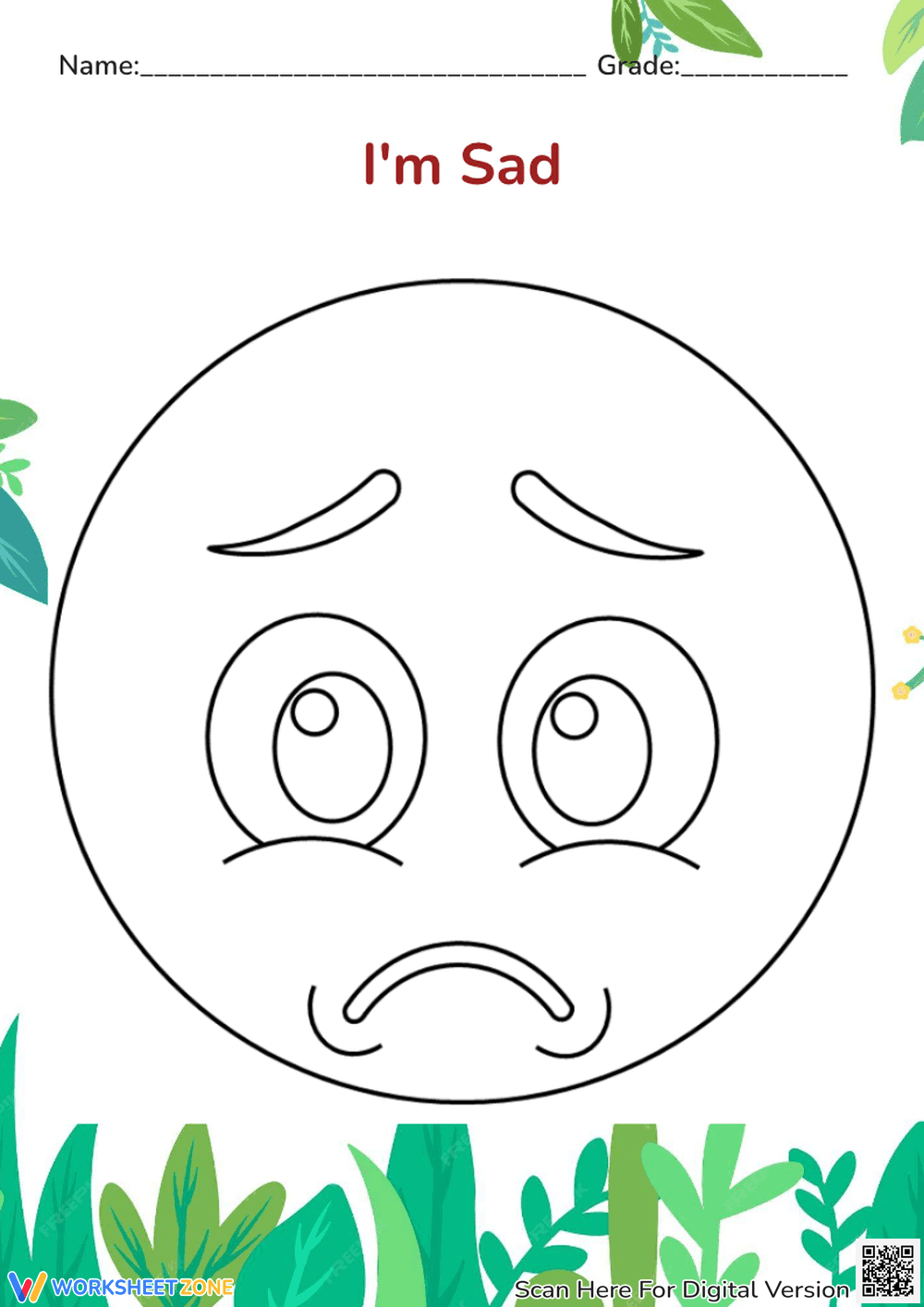I'm Sad' Emotion Coloring Page - Preschool & Kindergarten Activity - Page 1