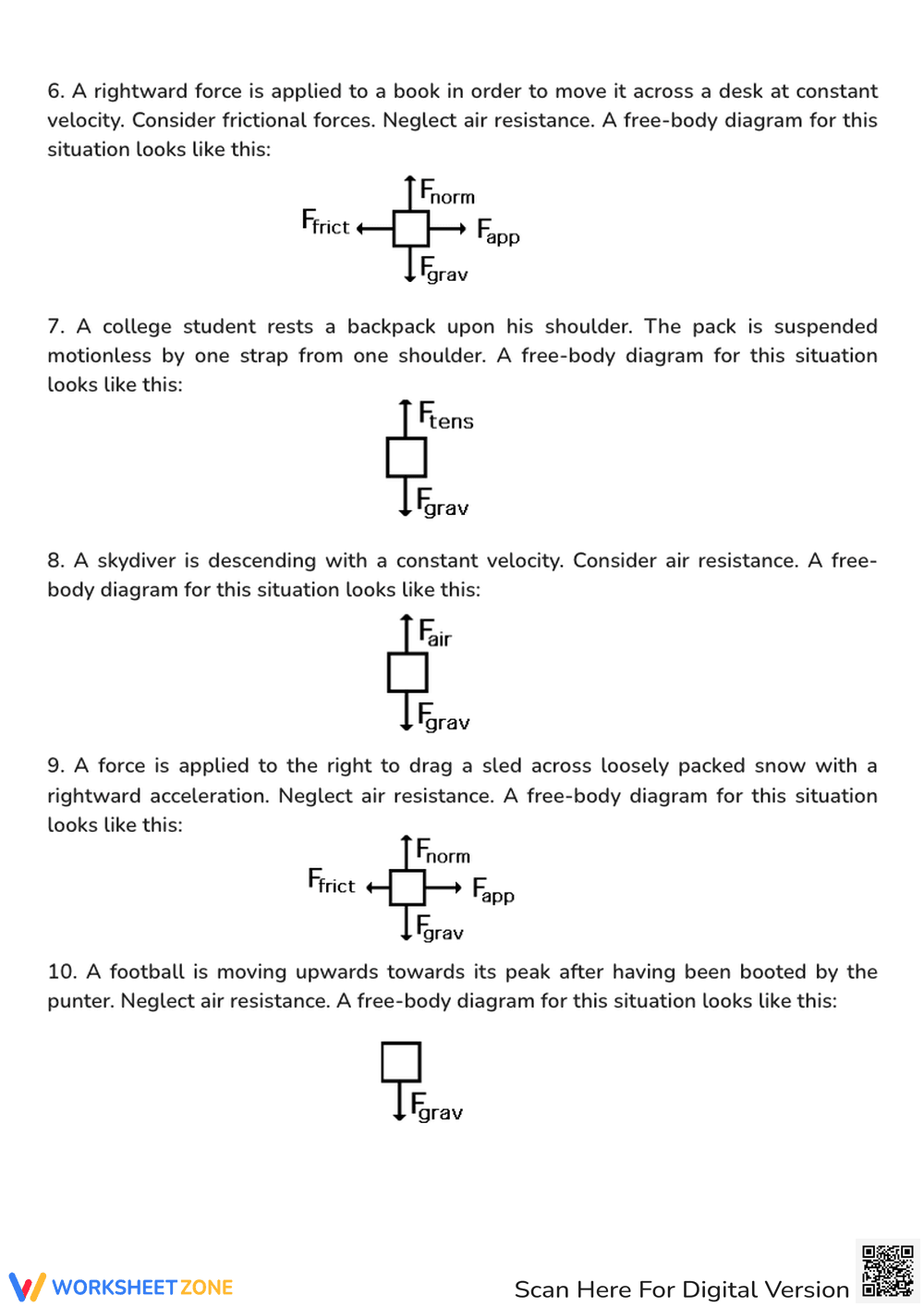 Free-Body Diagram Practice - Physics Forces Worksheet - Page 3
