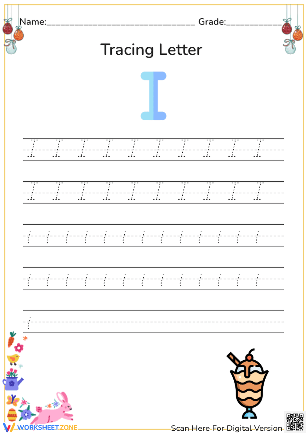 Cursive I Handwriting Practice - Page 1