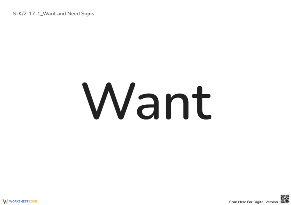 Want and Need: Sight Word Recognition Worksheet for Kindergarten - Page 1