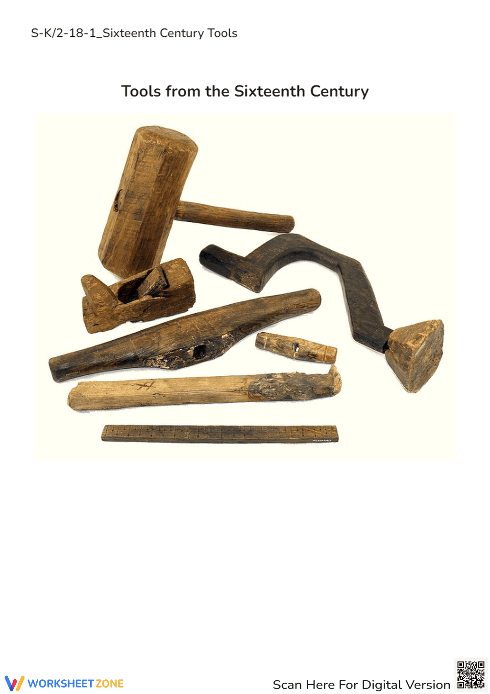 16th Century Tools Worksheet - History & Craftsmanship Activity - Page 1