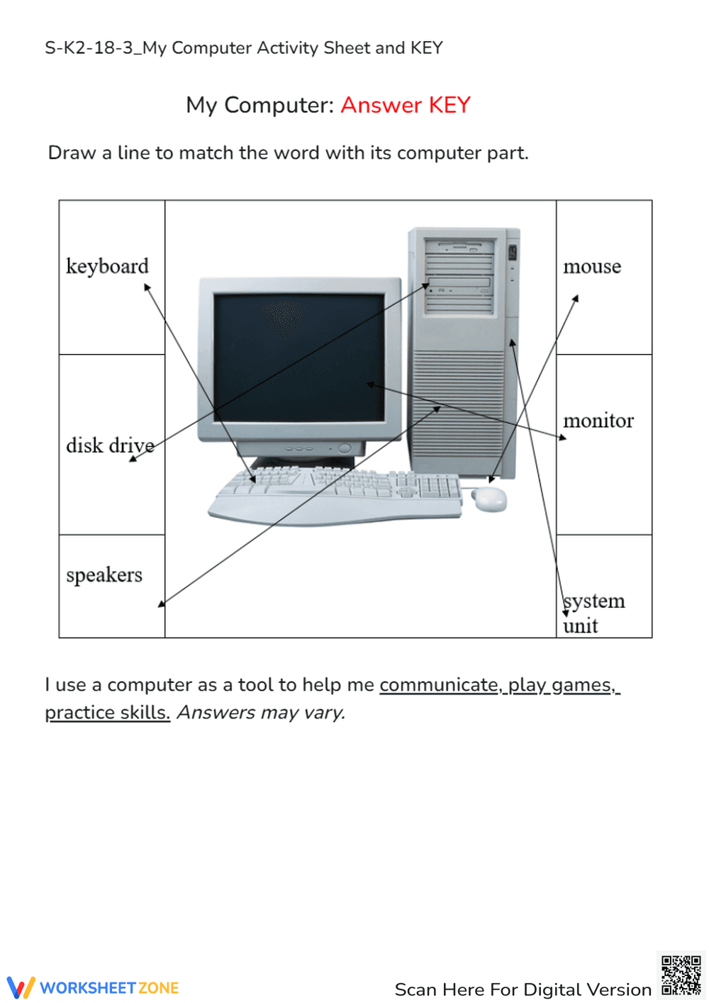 My Computer Parts Matching - Learn Technology Basics Worksheet - Page 2