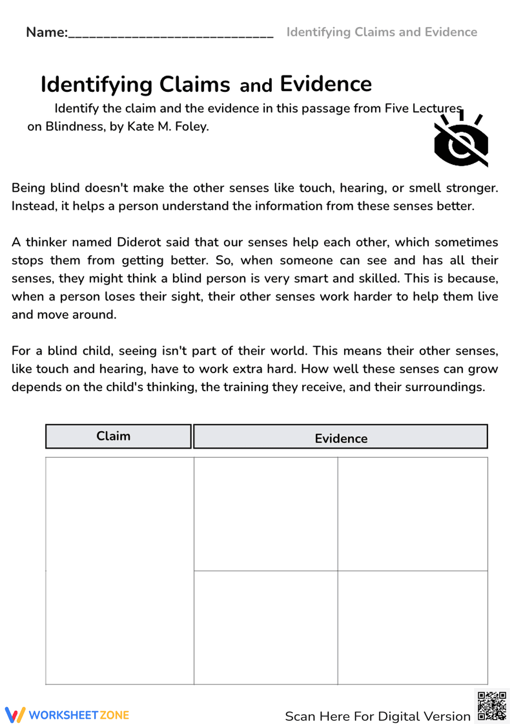 Claims and Evidence Activity - Page 1
