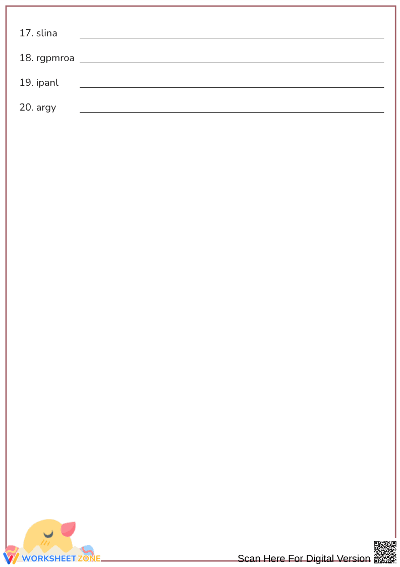 Long "O" Sound Word Scramble - Page 2