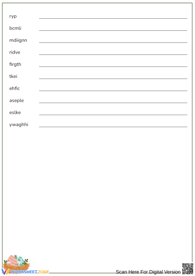 Long "I" Sound Word Scramble - Page 2