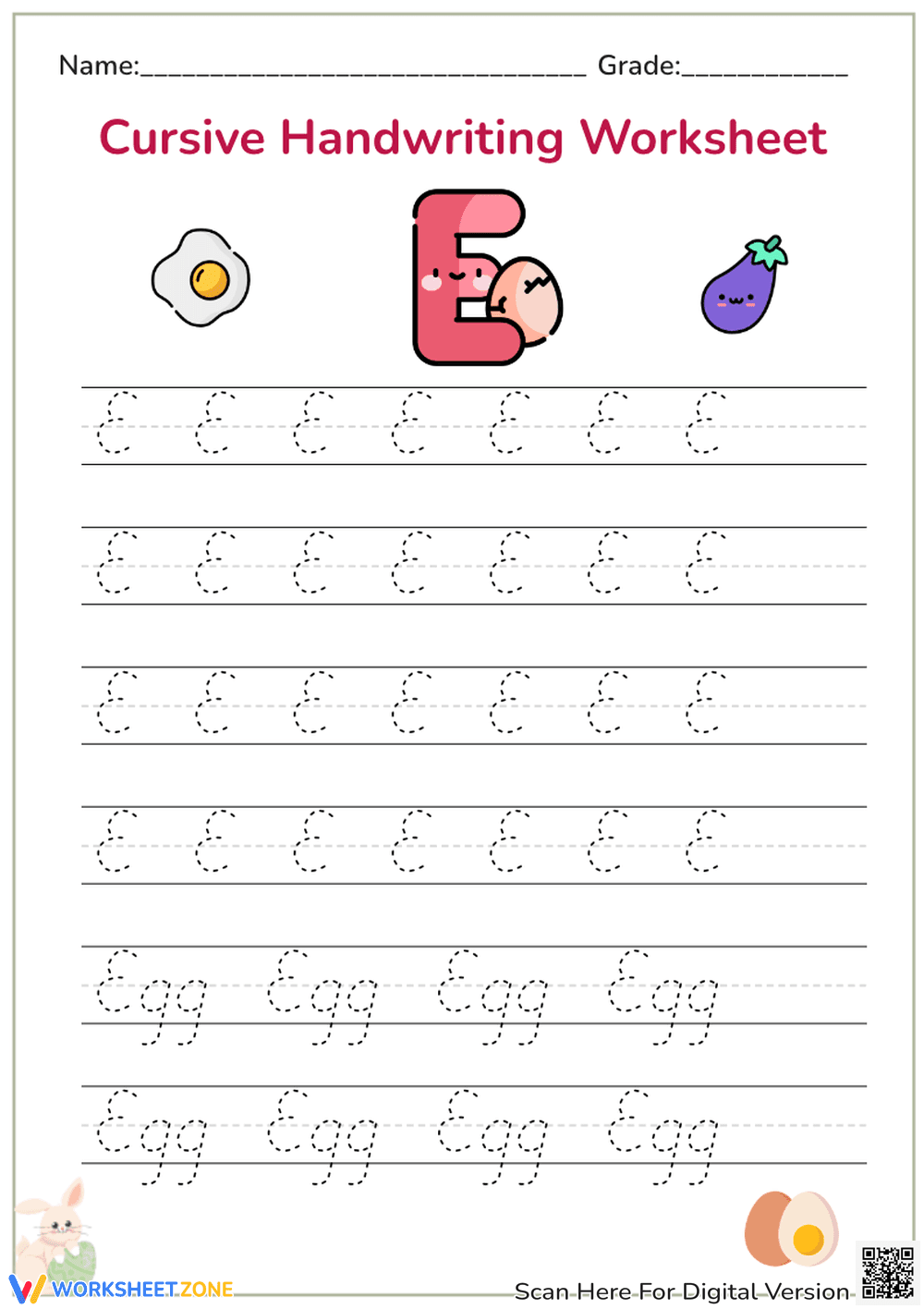 Cursive 'E' Practice: Easy Handwriting Worksheet for Kids! - Page 1
