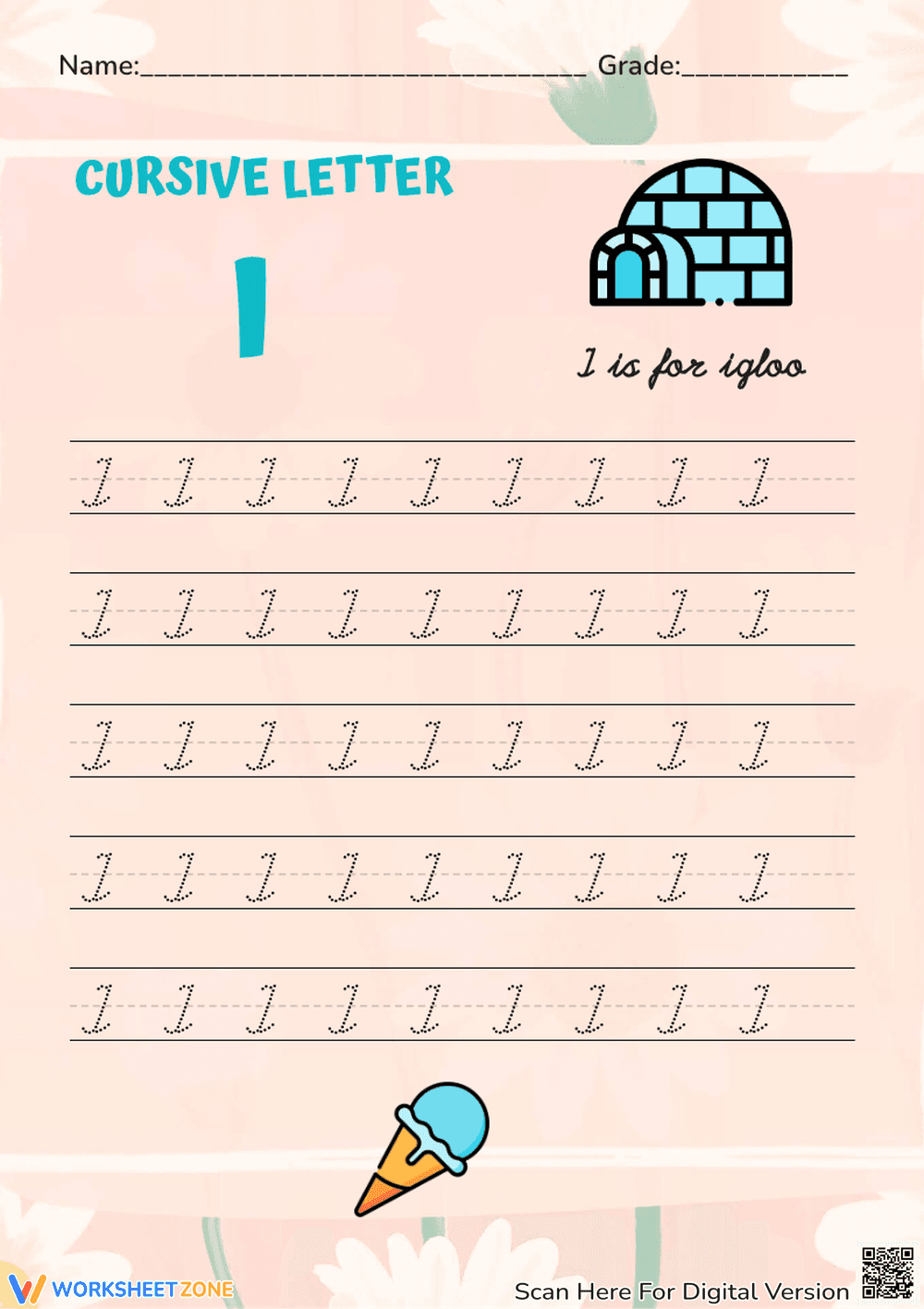 Cursive I Writing Practice - Page 1