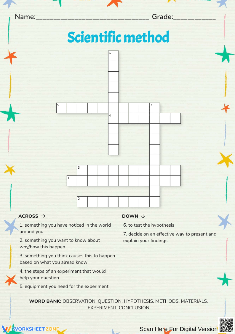 Scientific Method Crossword Puzzle - Page 1