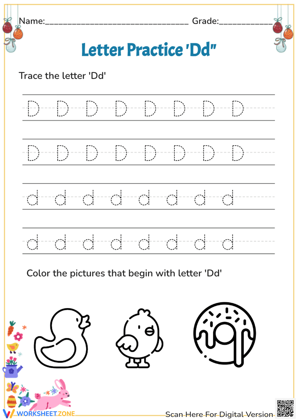 Letter D Handwriting Without Tears Fun Practice - Page 1