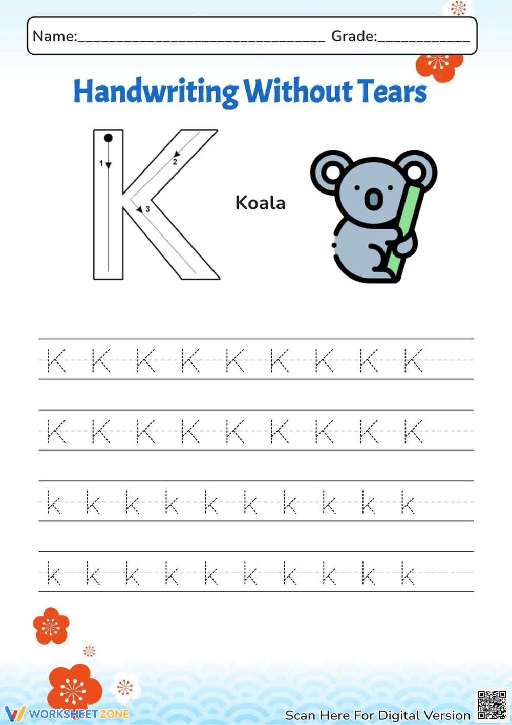 Letter K Handwriting Practice: Handwriting Without Tears - Page 1