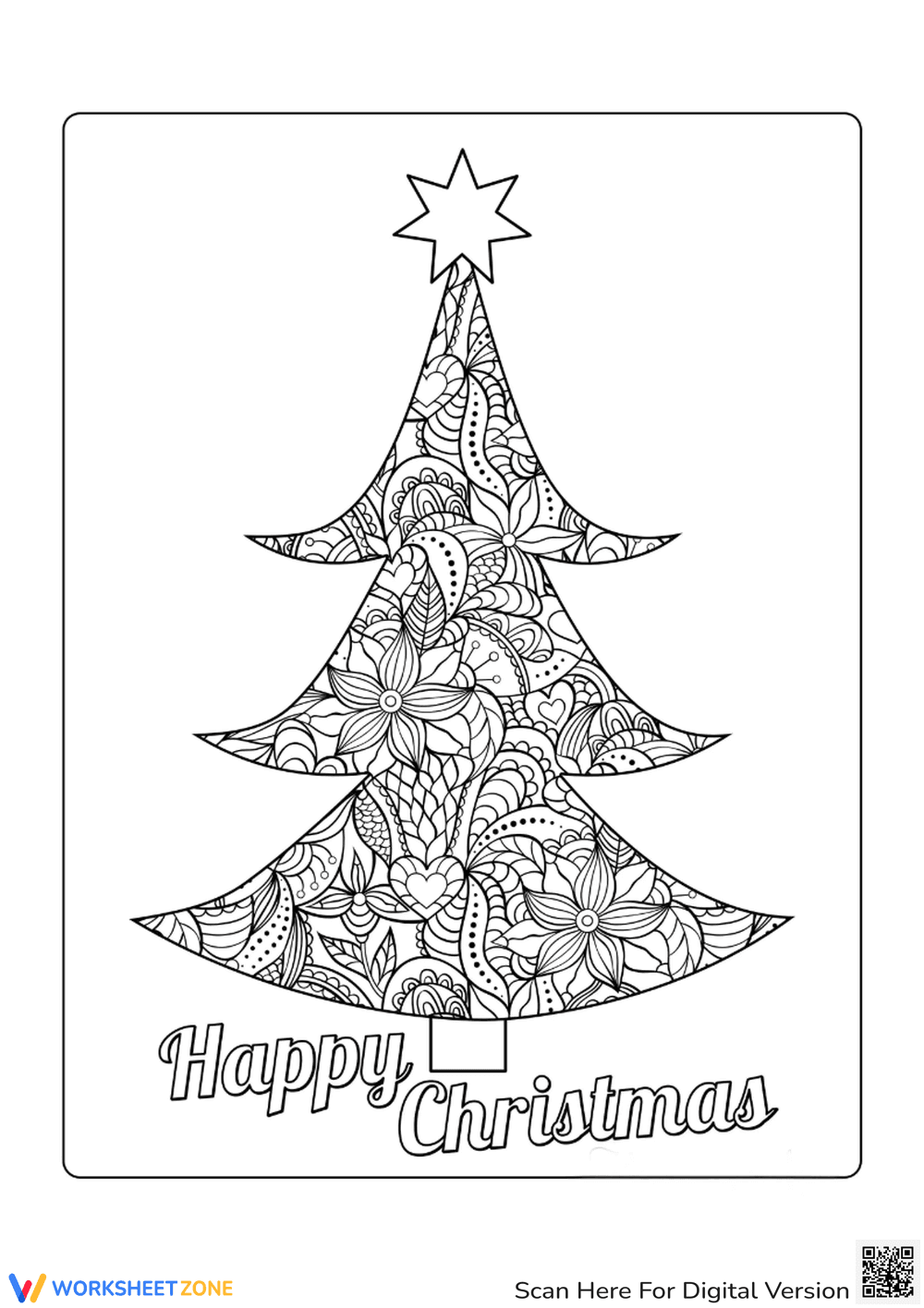 Festive Christmas Tree Coloring - Page 1