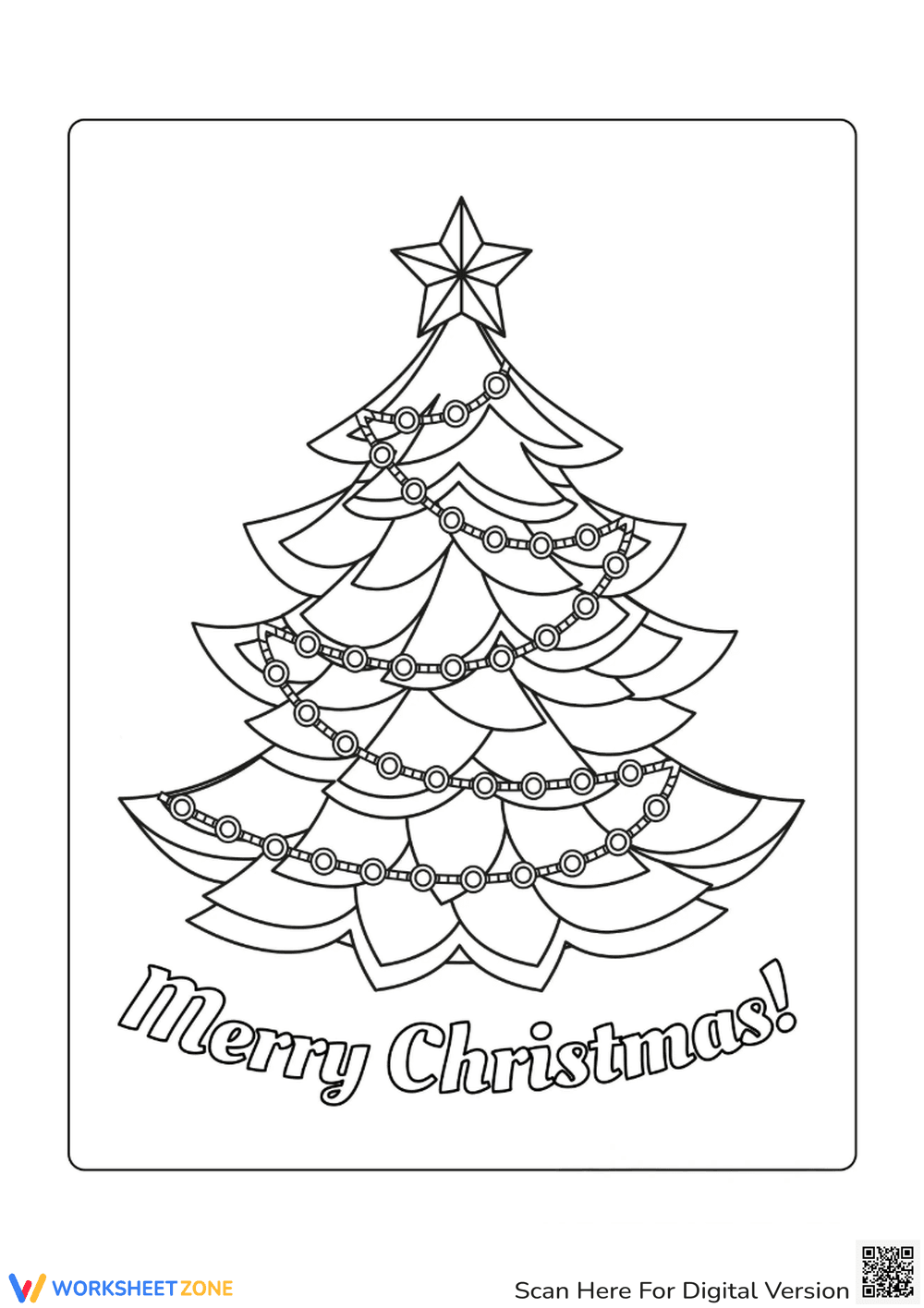 Christmas Tree with Lights Coloring - Page 1