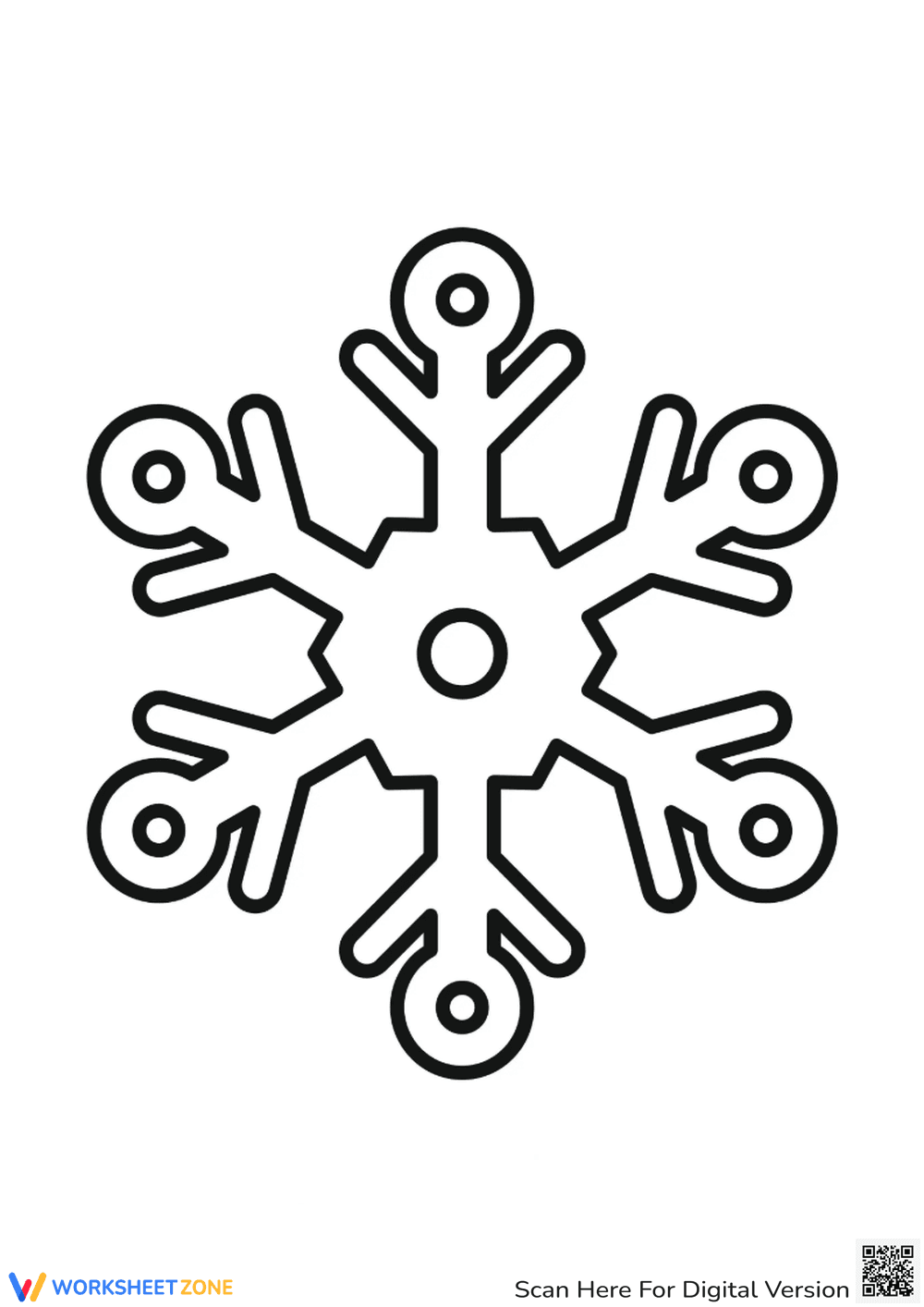 Simple Snowflake Coloring Page for Kids - Page 1