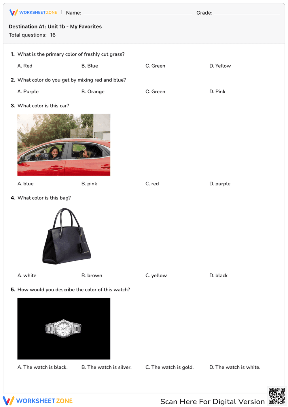 Destination A1: Unit 1b - My Favorites - Page 1