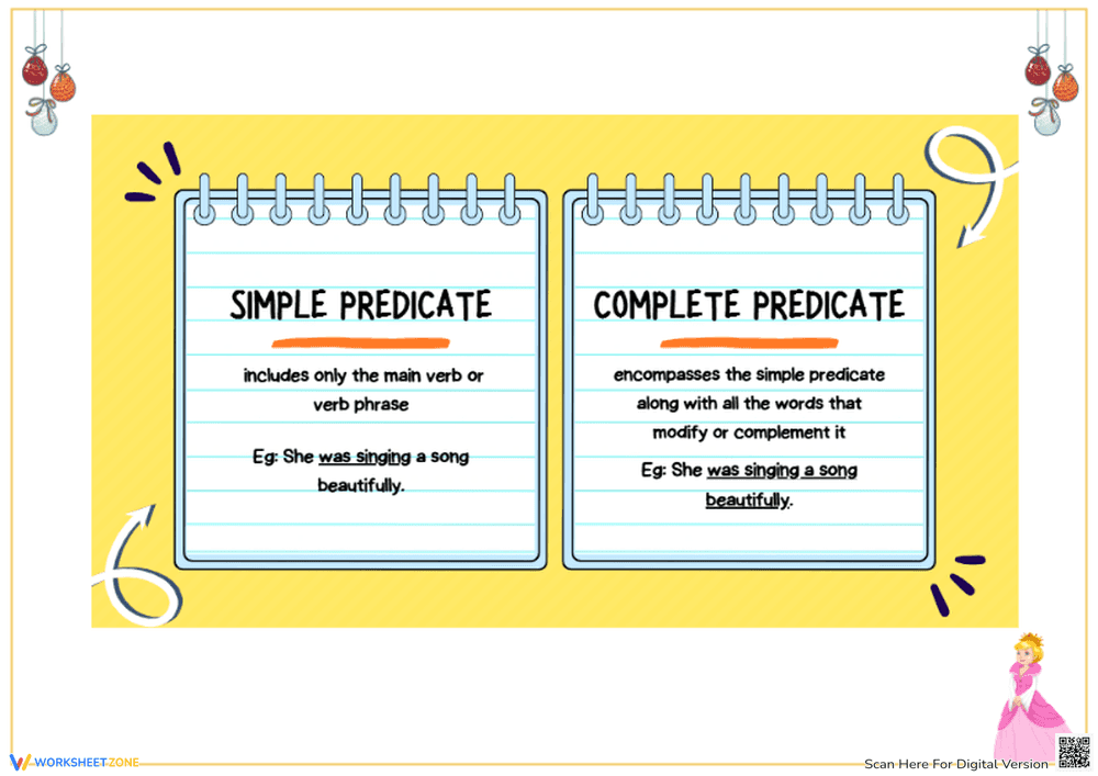 Simple vs. Complete Predicate Worksheet - Page 1