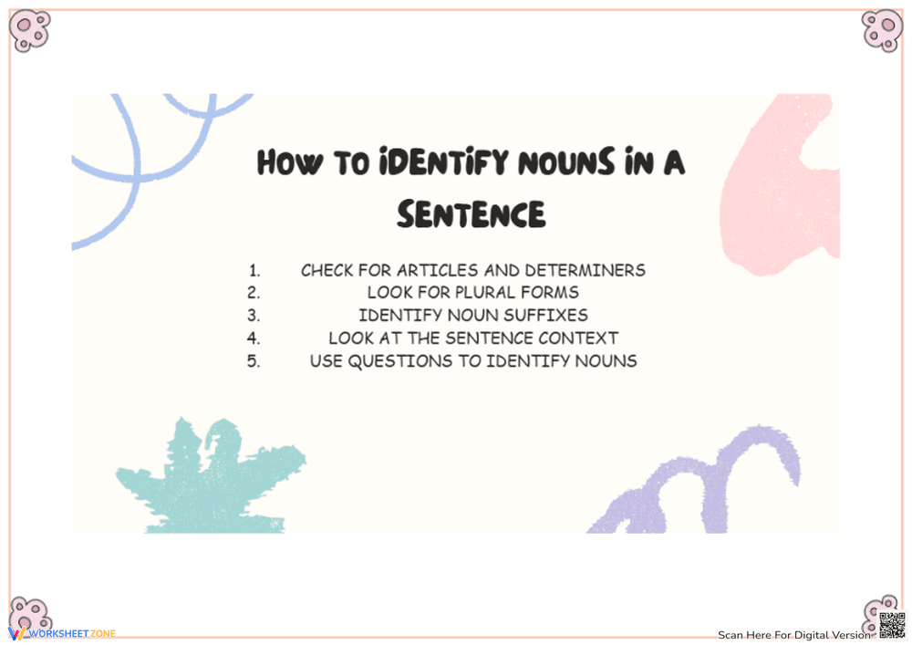 How to Identify Nouns in a Sentence Worksheet - Page 1