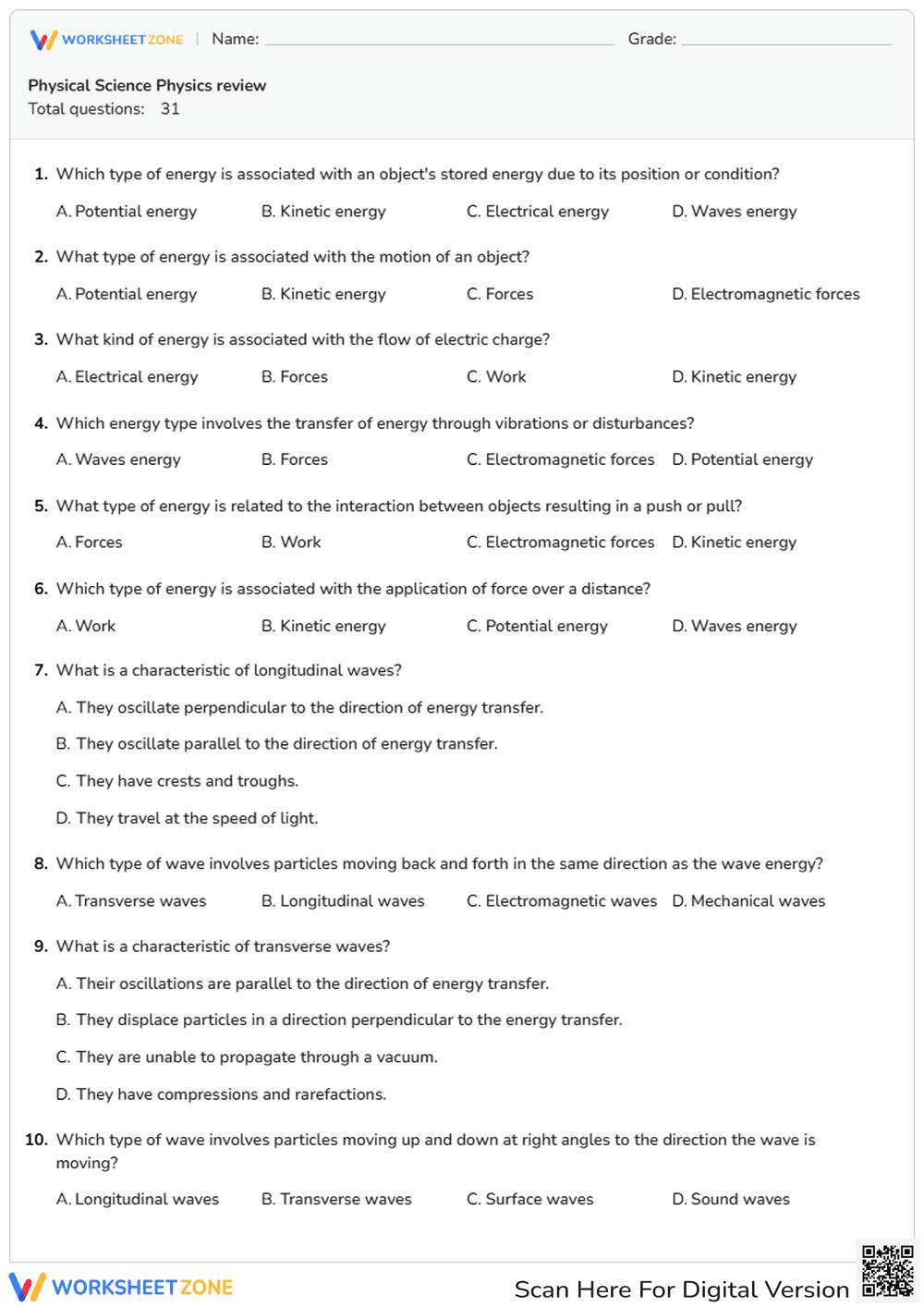 Physical Science Physics review - Page 1