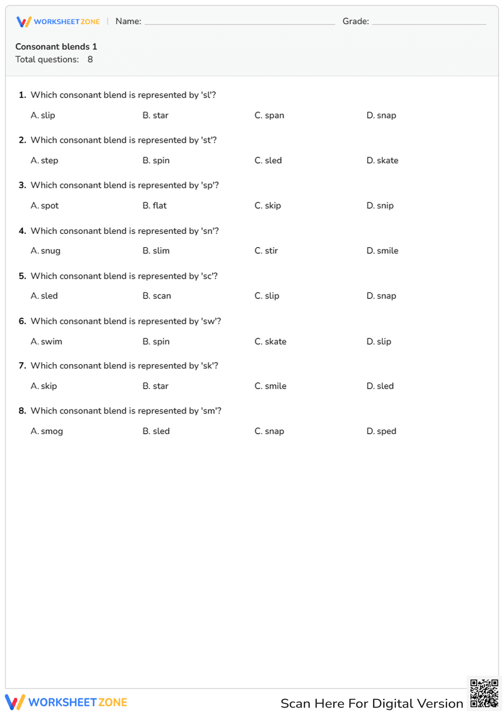 Consonant blends 1 - Page 1
