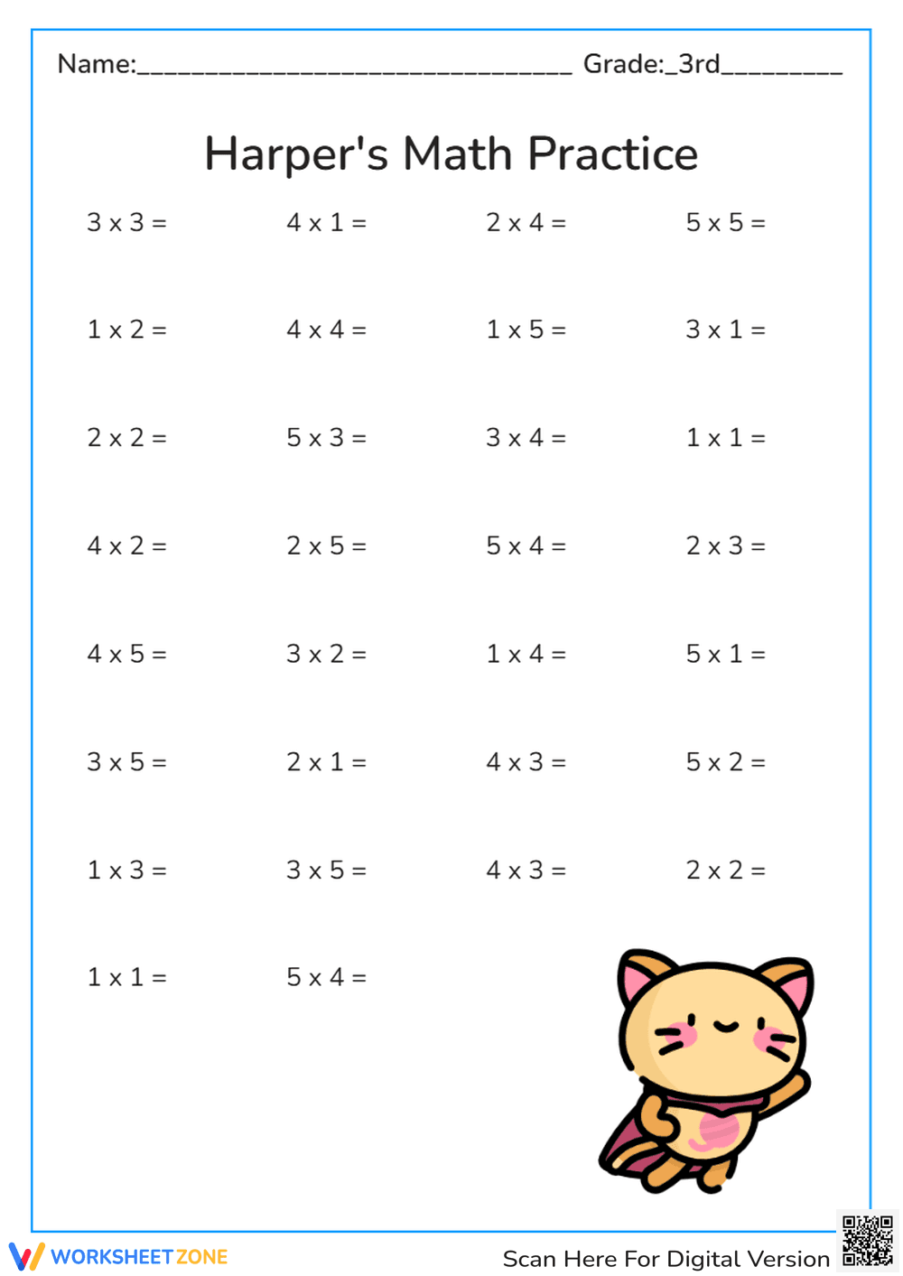 Multiplication Practice - Page 1