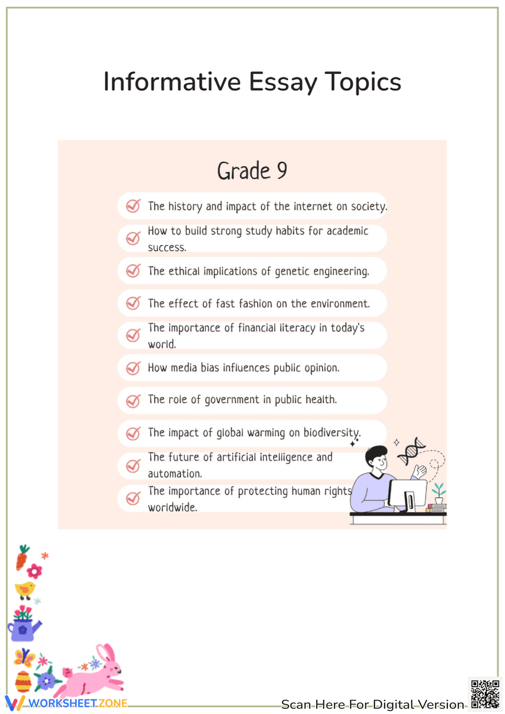 Informative Essay Topics for Grade 9 - Page 1