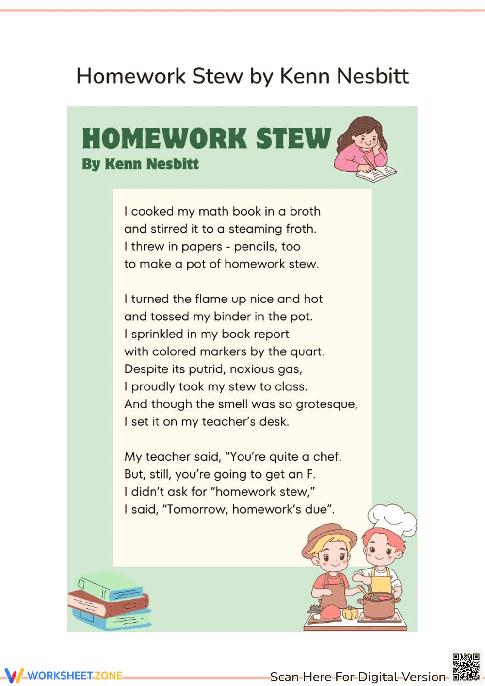 "Homework Stew" - 5th Grade Poems - Page 1