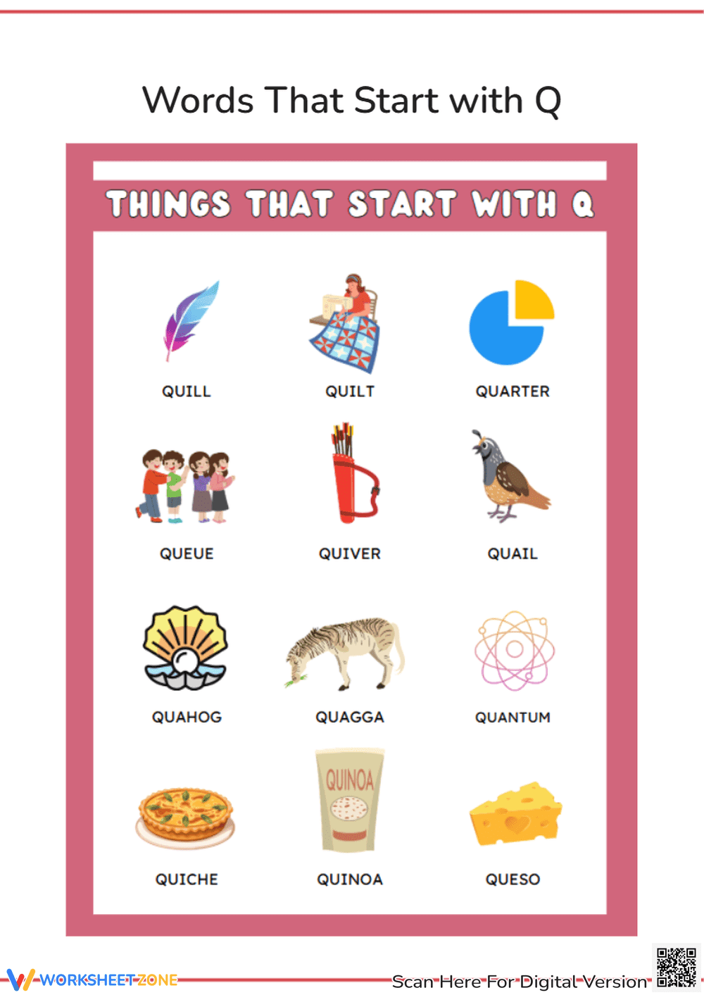 Words That Start with Q – Fun Vocabulary Activity - Page 1