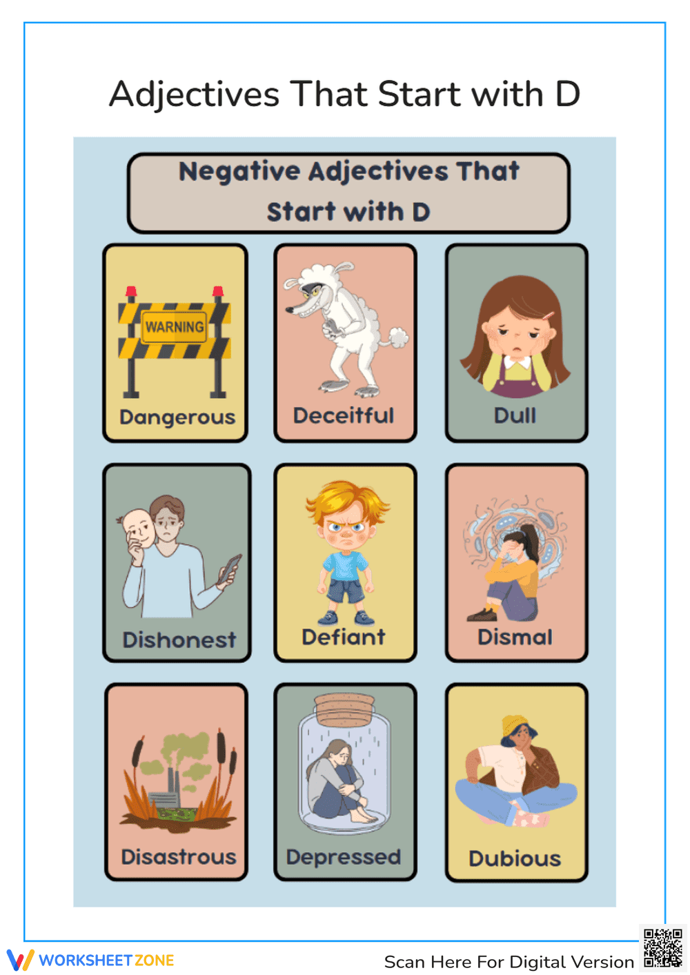 Negative Adjectives That Start with D - Page 1