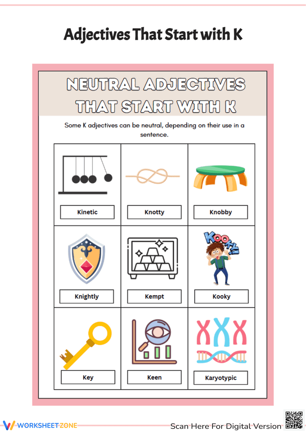 Neutral Adjectives That Start with K - Page 1