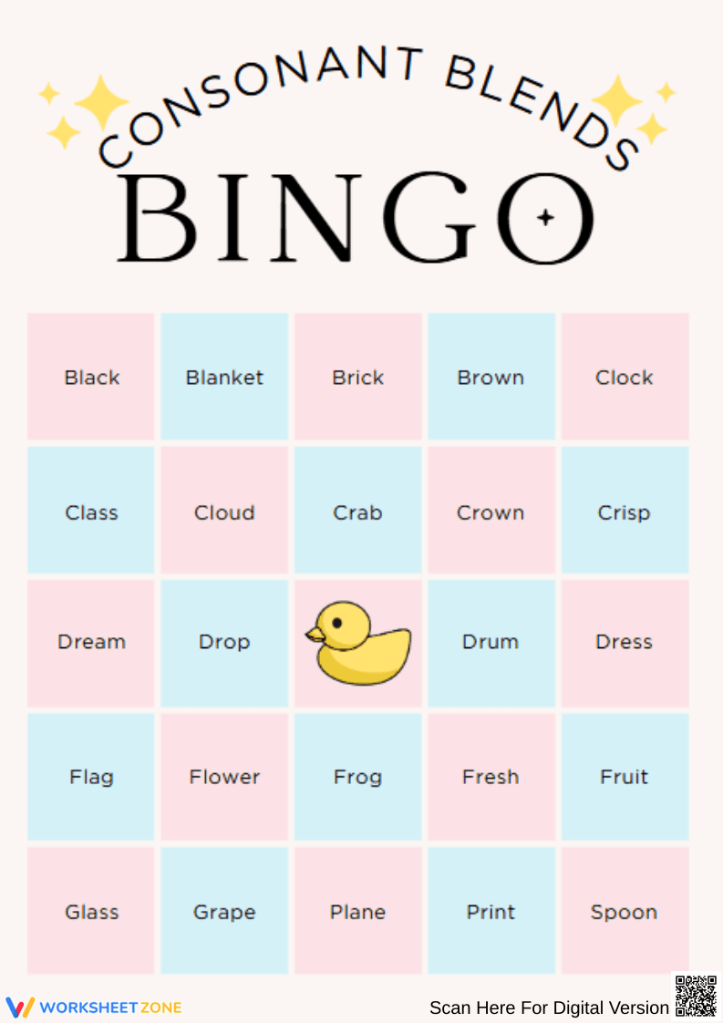 Consonant Blends Bingo - Page 1