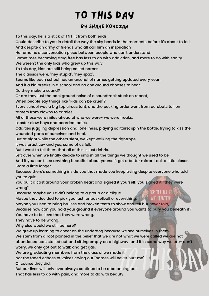 To This Day Poem Worksheet - Page 1