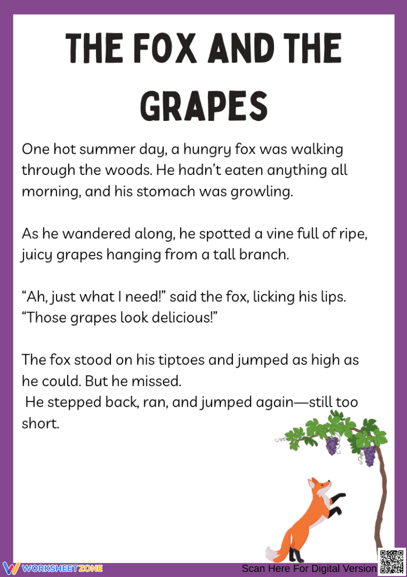 The Fox and the Grapes - Fables and Short Stories for Children - Page 1