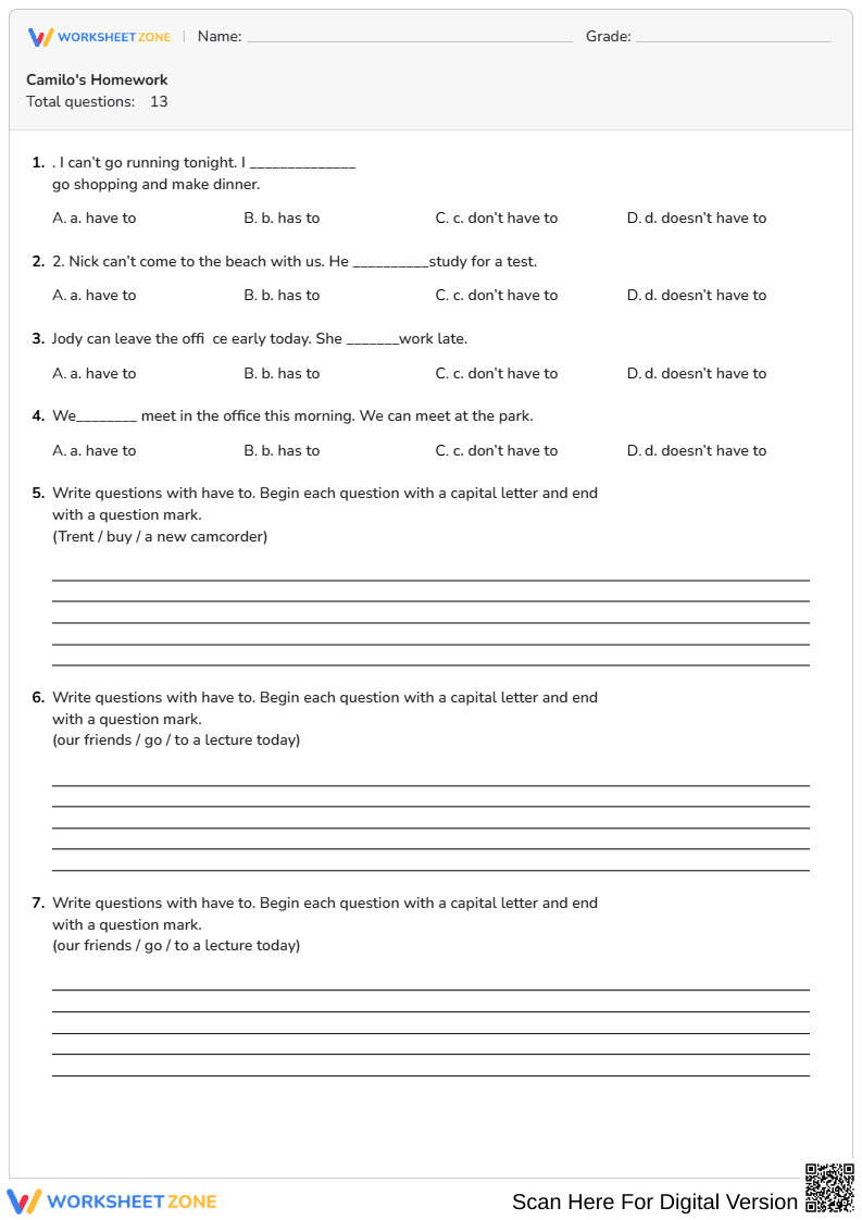 Camilo's Homework - Page 1