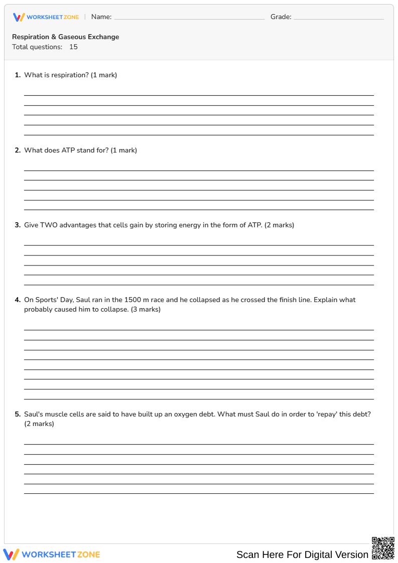 Respiration & Gaseous Exchange - Page 1