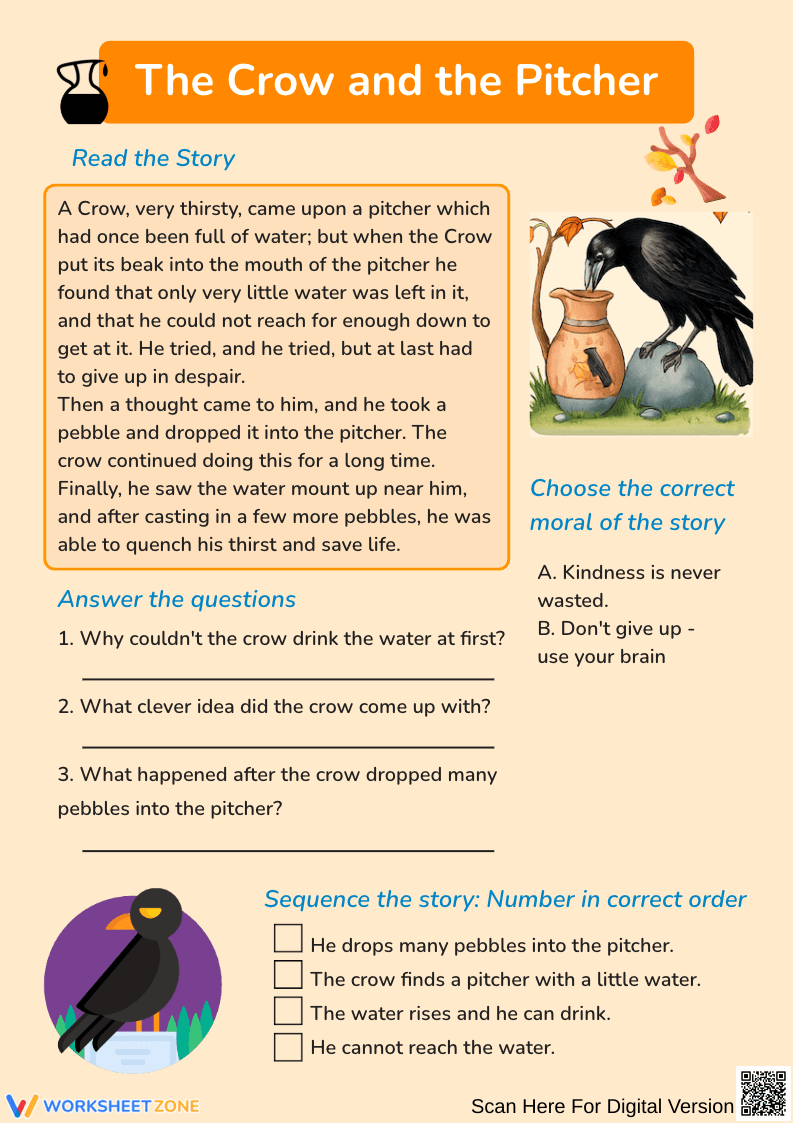 The Crow and the Pitcher – Fable Comprehension and Moral Lesson - Page 1