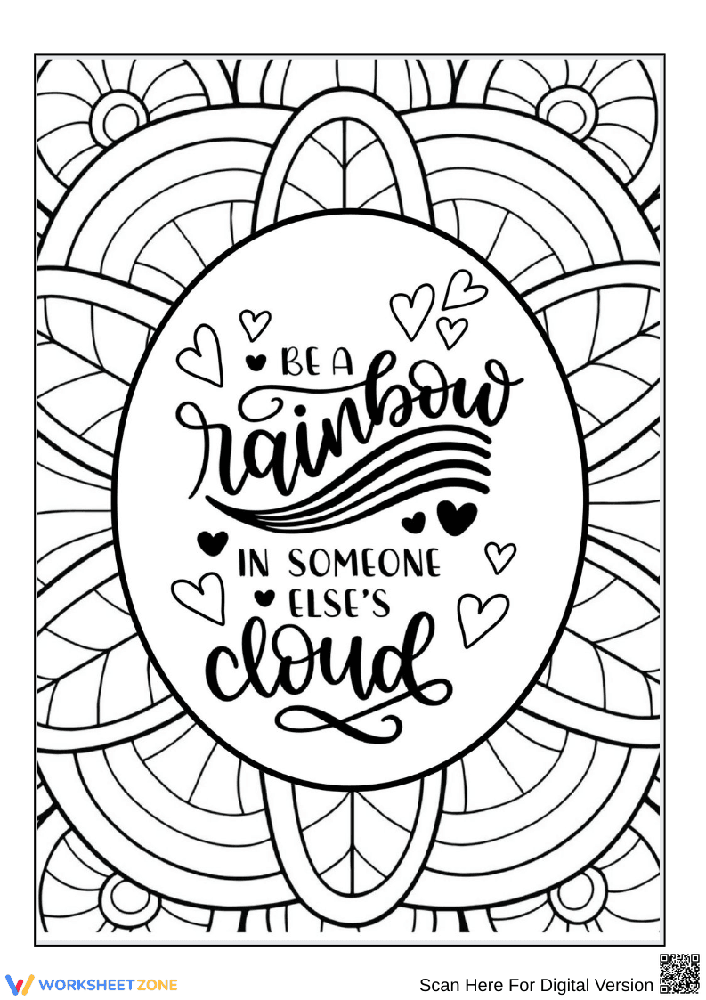Rainbow in Someone Else’s Cloud – Inspirational Coloring Page - Page 1