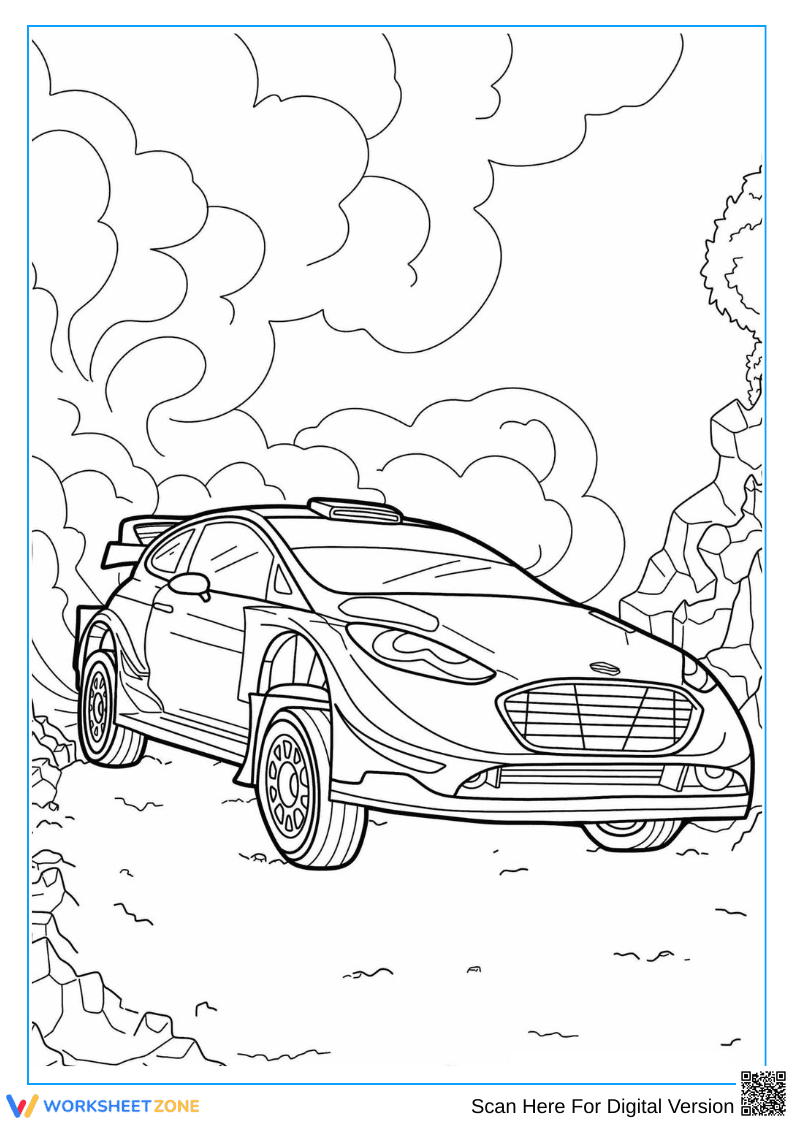 Off-Road Rally Car Coloring Page for Adults - Page 1