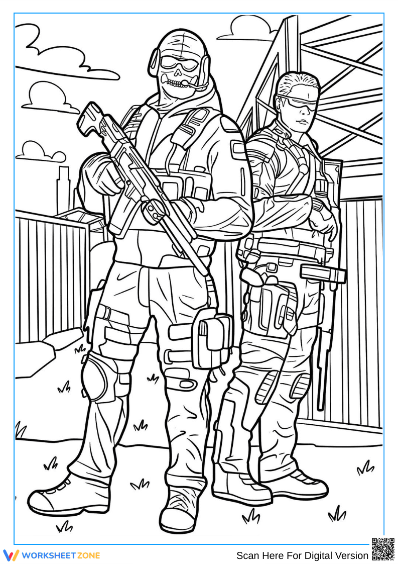 Tactical Soldier Coloring Page – Call of Duty Style - Page 1