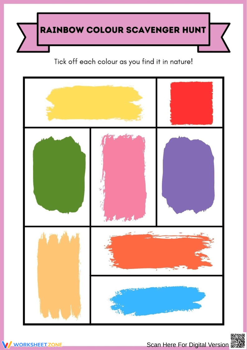 Rainbow Colour Scavenger Hunt Worksheet - Page 1