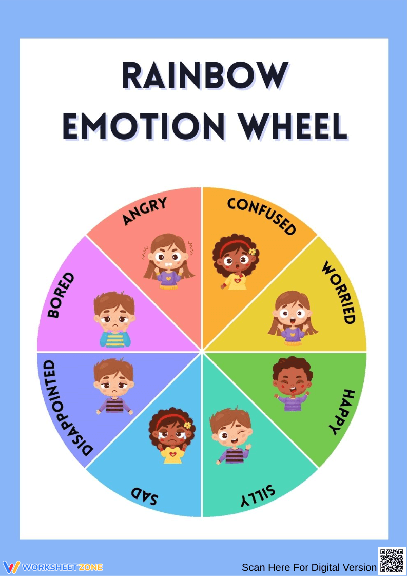 Rainbow Emotion Wheel – Identifying Feelings Chart for Kids - Page 1