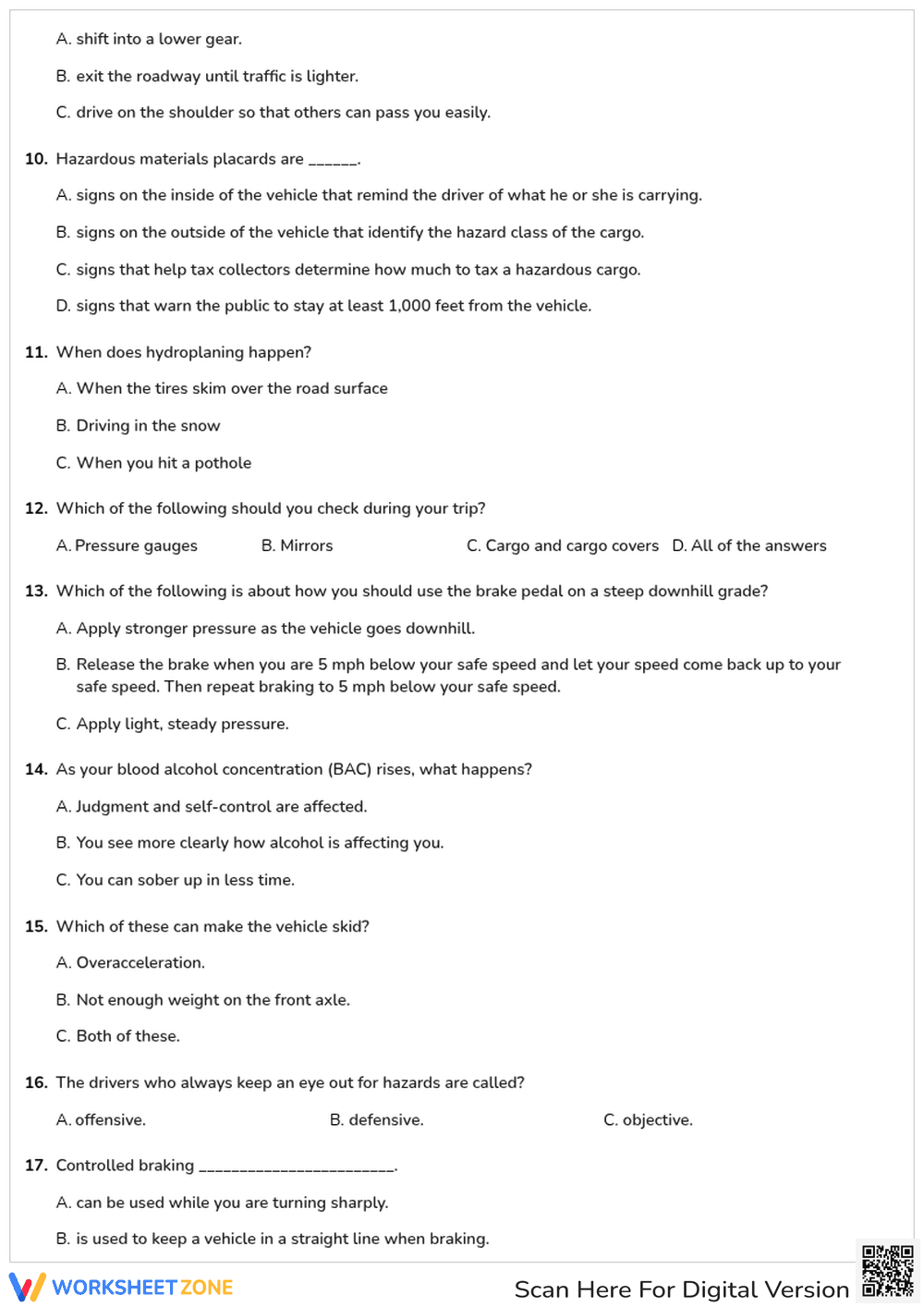 Free printable Utah CDL General Knowledge worksheet part 21 - Page 2