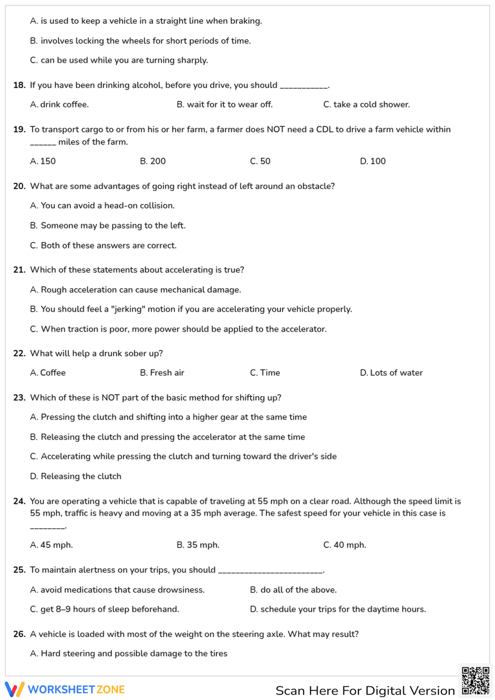 Free printable South/Dakota CDL General Knowledge worksheet part 21 - Page 3