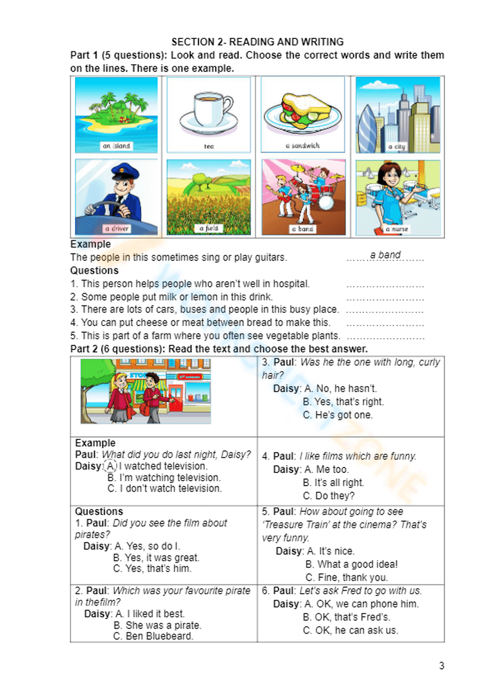 English Test: Listening, Reading & Writing - Page 2