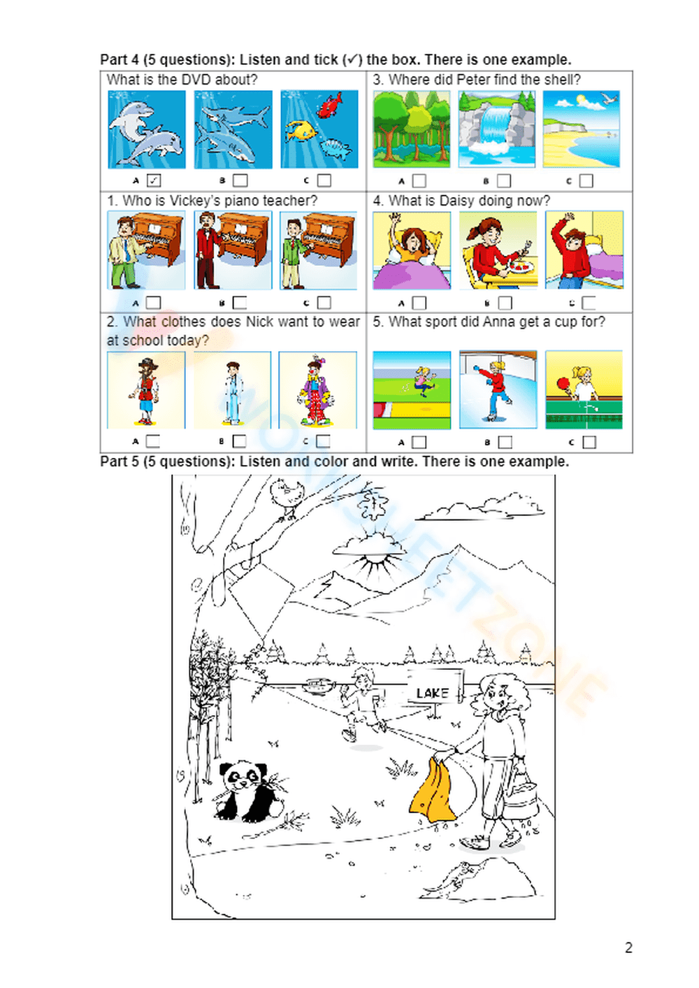 English Test: Listening, Reading & Writing - Page 3