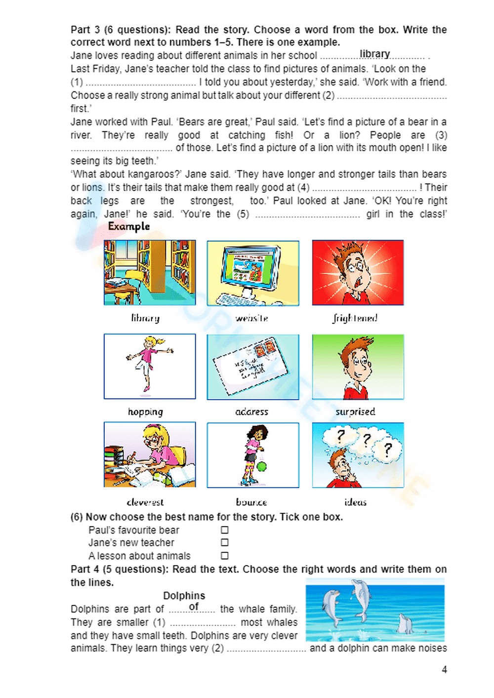 English Test: Listening, Reading & Writing - Page 4