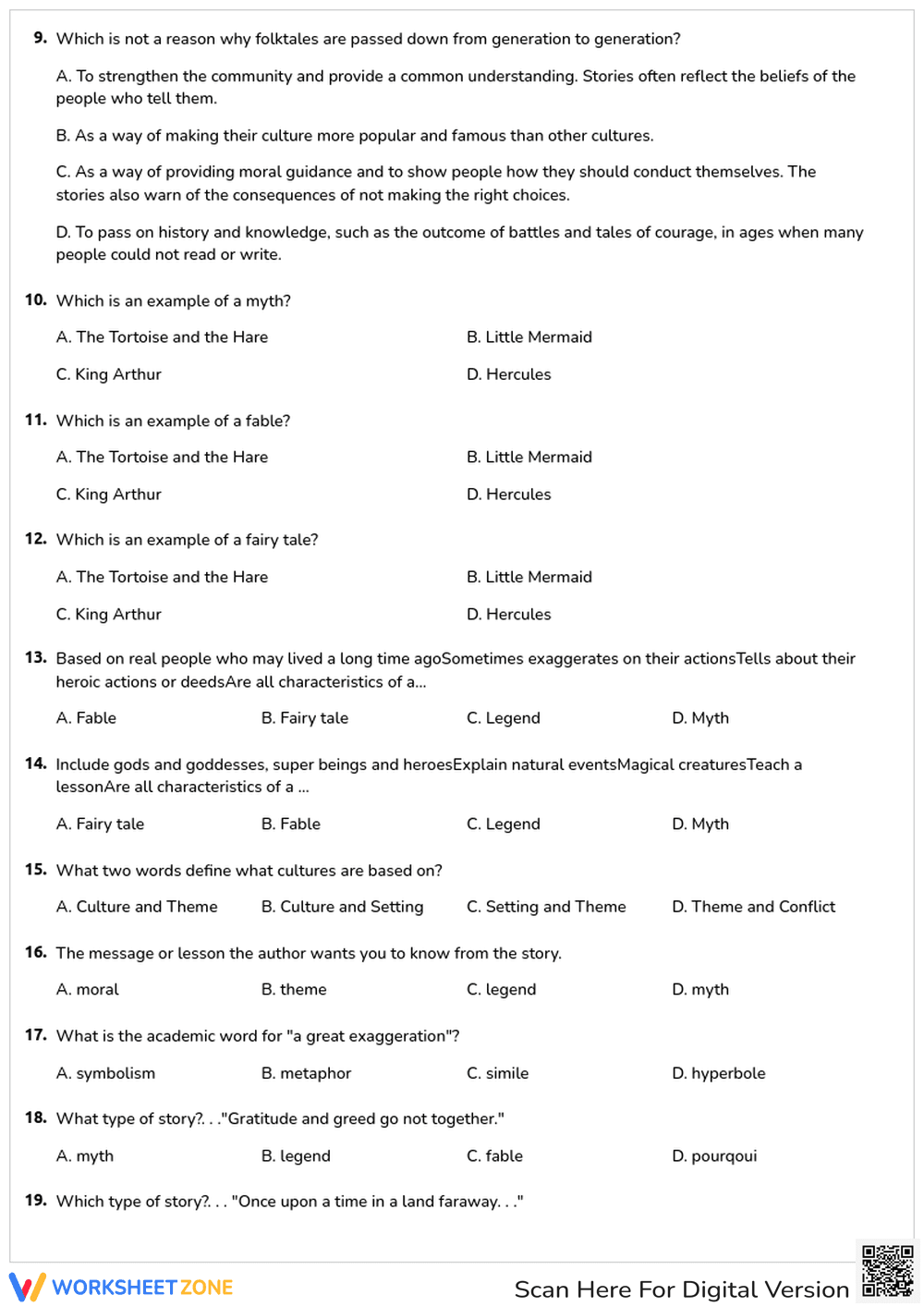Folktales, Myths, and Fables Quiz - Page 2