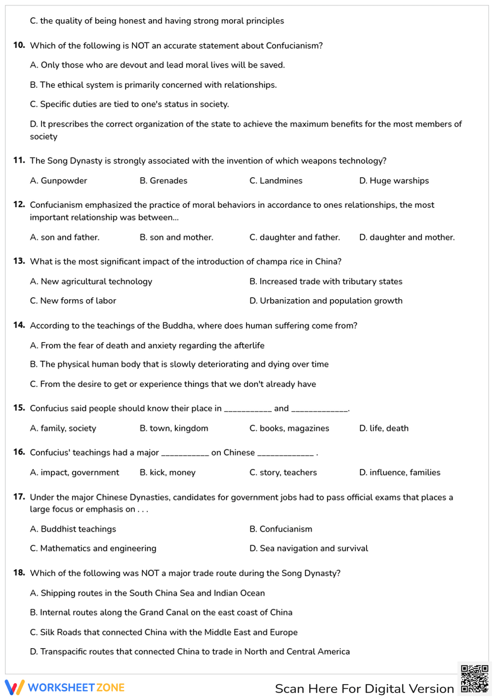 Chinese Dynasties & Confucianism Quiz - Page 3