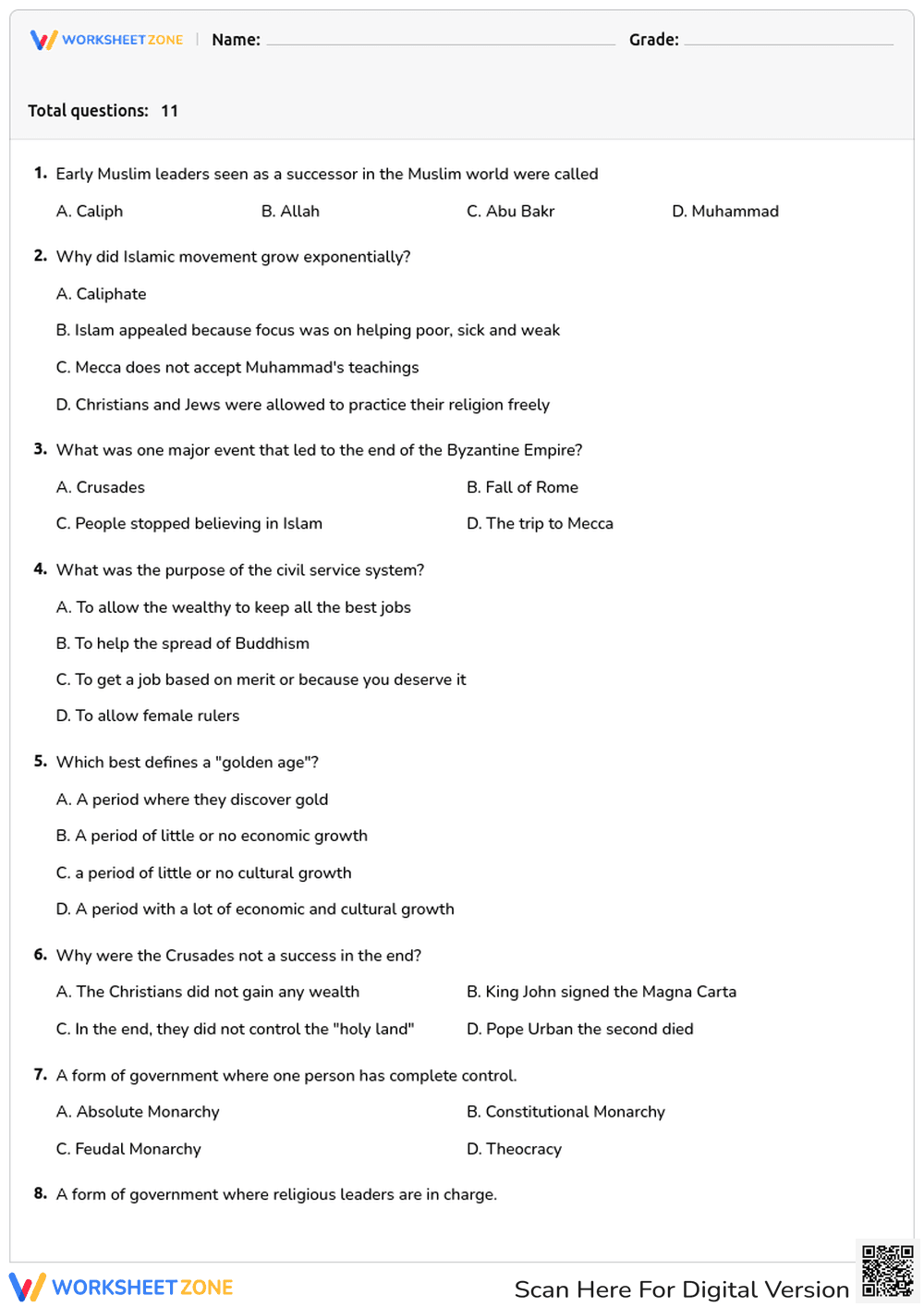 World History & Civilizations Quiz - Page 1