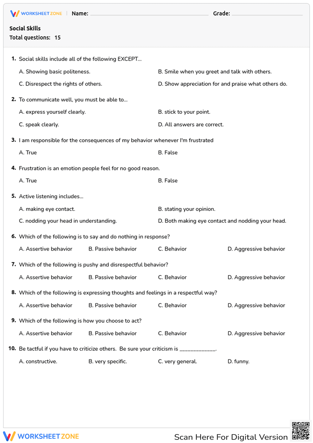 Social Skills - Page 1